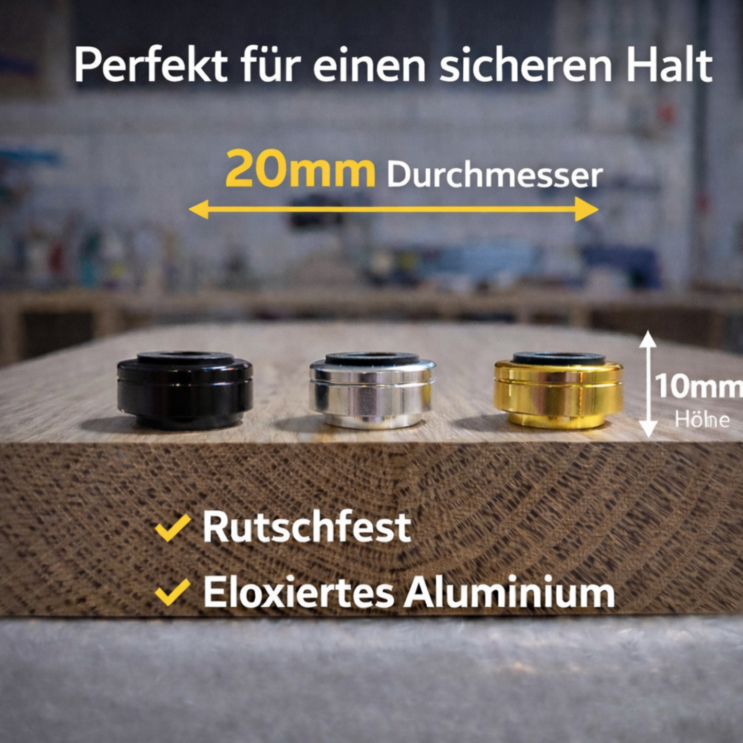 Aluminium Füsse für Schneidebrett (4er Set, rutschfest)